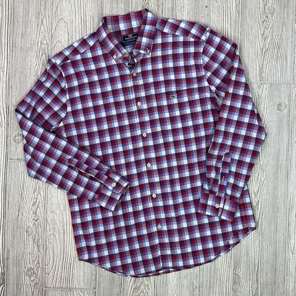 Vineyard Vines Performance Men's Large Tucker Long Sleeve Button Down Shirt Red - Picture 2 of 7